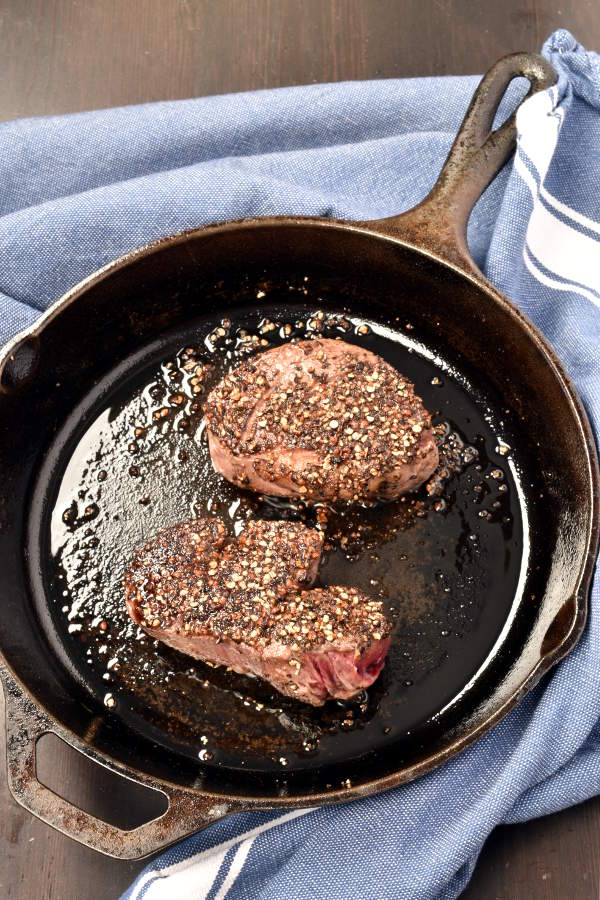 Steak au Poivre (Peppercorn-Crusted) with Oven Fries| WednesdayNightCafe.com