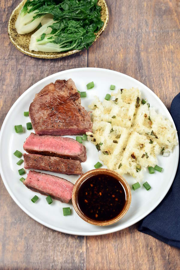 Teriyaki Glazed Steak with Fried Rice Waffles | WednesdayNightCafe.com