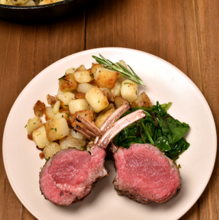 Roast Rack of Lamb with Rosemary Fried Potatoes | WednesdayNightCafe.com