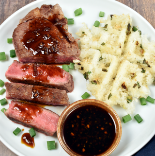 Teriyaki Glazed Steak with Fried Rice Waffles | WednesdayNightCafe.com